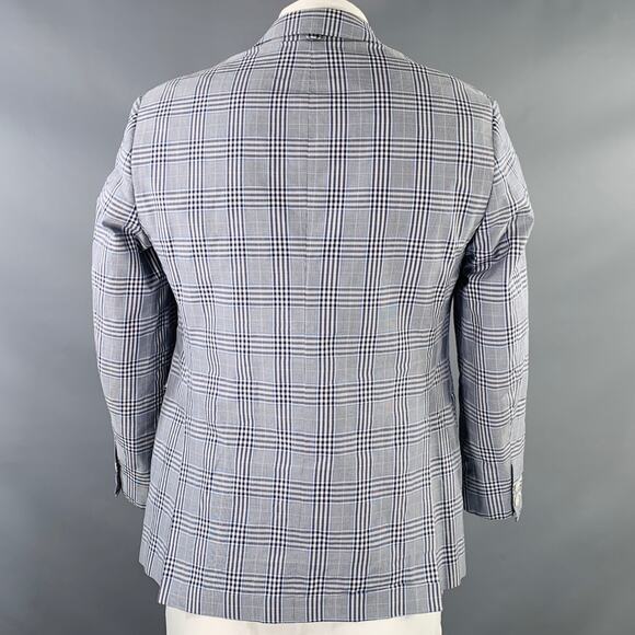 BLACK FLEECE Size 42 Navy White Plaid Cotton Silk Sport Coat - Picture 4 of 13